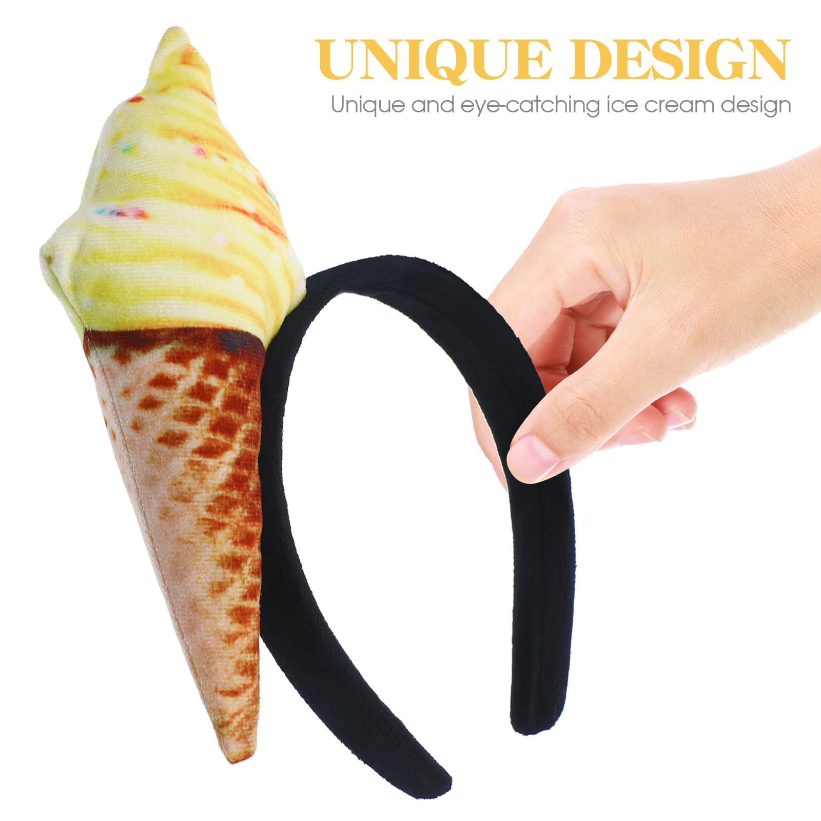 Spa Headband 2PCS Ice Cream Cone Food Costume Accessory for Parties DOITOOL Ice Cream Cone Headband Ice Cream Party Hat Costume  main image 2