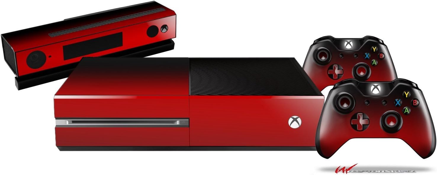 Smooth Fades Red Black - Holiday Bundle WraptorSkinz Decal Style Vinyl Skin Wrap compatible with XBOX One Original Console, Kinect and 2 Controllers (GAMING SYSTEM NOT INCLUDED)