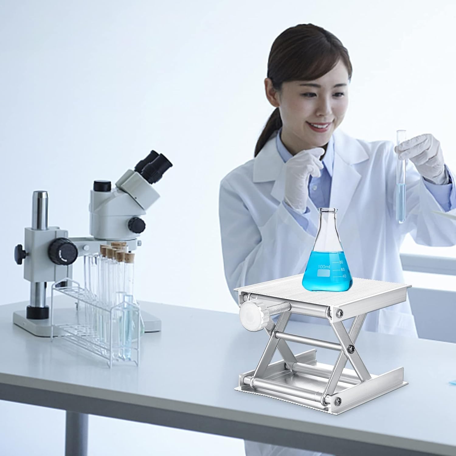 Lab Lift Table,3″ x 3″/90 * 90mm Stainless Steel Laboratory Jack Stand ...