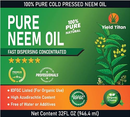 Yield Titan's 100% Pure Cold Pressed Concentrated Neem Oil For Indoor And Outdoor Plants And Vegetable (32Oz) #TOP1