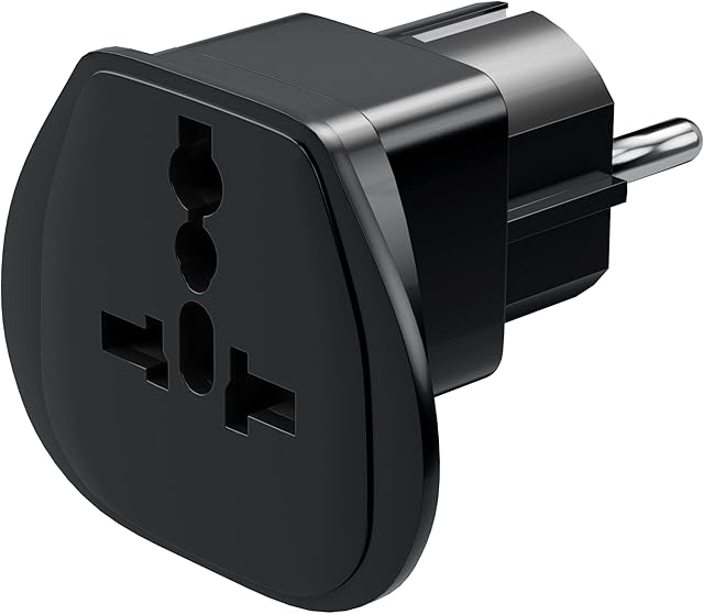 Goobay 94028 uniwersalny adapter podróżny, adapter zasilania, zestyk ochronny CEE 7/7, standard Schuko, czarny, 1 sztuka