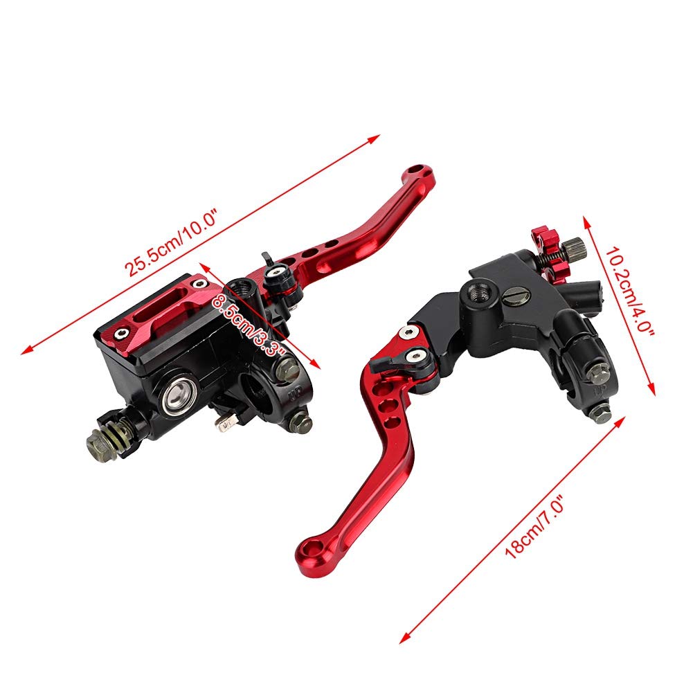 EVGATSAUTO Master frizione freno 1 coppia 7/8 "(22mm) Leve serbatoio moto universali(rosso)