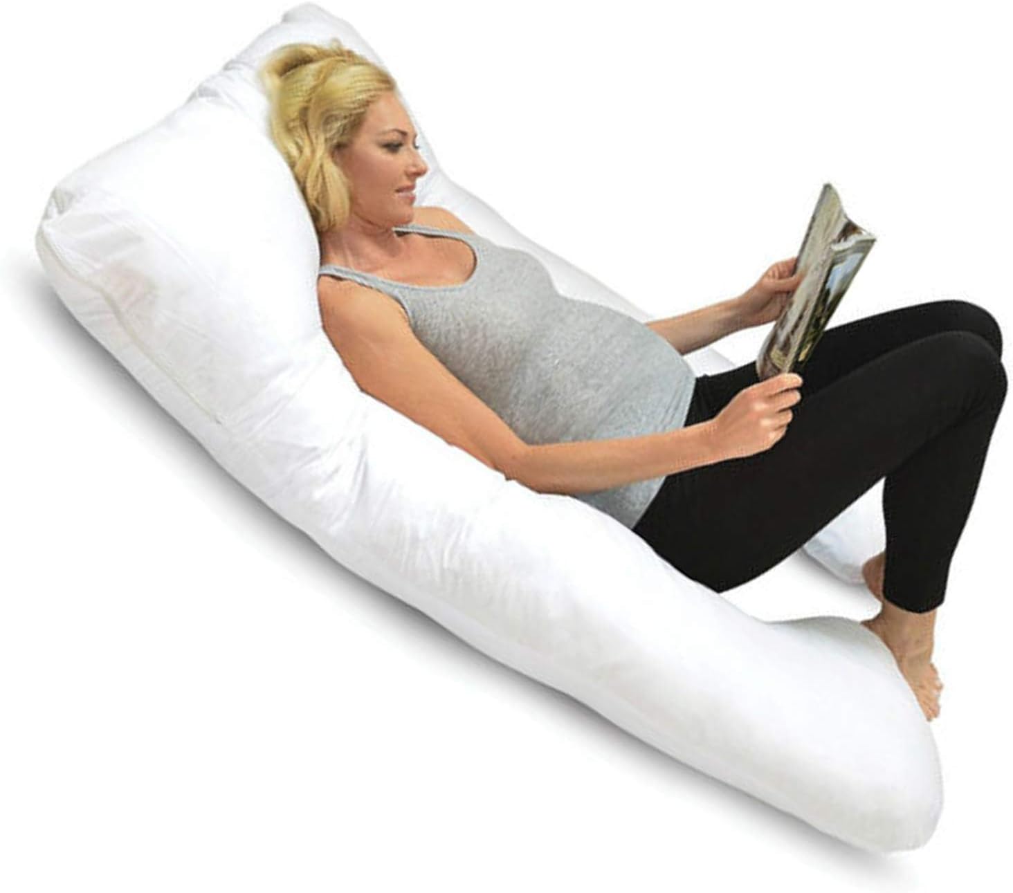 Adam Home Premium Hollowfibre Maternity Pillow Cushion Nursing Women Pregnancy Cuddle Sleeping Maternity Pillow For Sleeping Pregnant Women Zootzi Pillow Back Knee Leg Full Body Support 12FT With Case