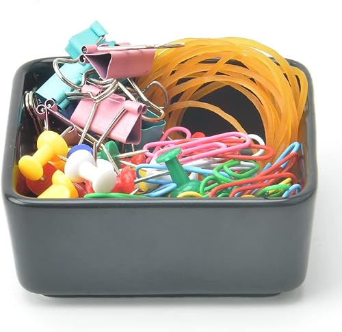 Miniatura 5 de Organizador de clips de papel de cerámica, dispensador cuadrado para escritorio, soporte de clip de carpeta y soporte para pasador Bobby, regalo de