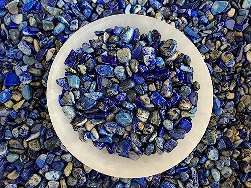 Image of GAF TREASURES 2 oz Lot Natural Semi Tumbled Gemstone Chips, Crushed Mini Crystals, Undrilled Crystal Chips (Lapis Lazuli)