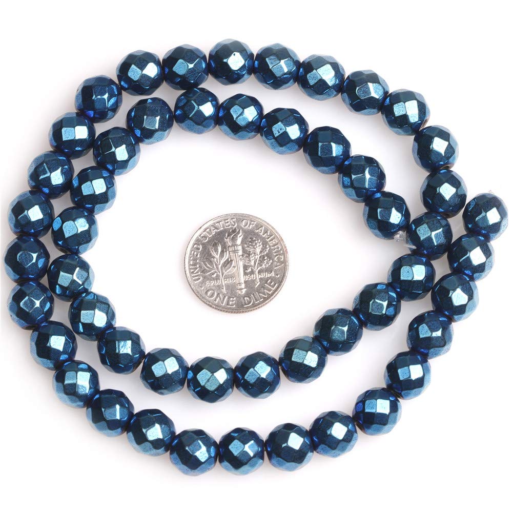 JOE FOREMAN Perline In Ematite Rivestita Blu Metallico | 4 Mm Sfaccettate | Filo Da 38 Cm Per Gioielli Fai Da Te