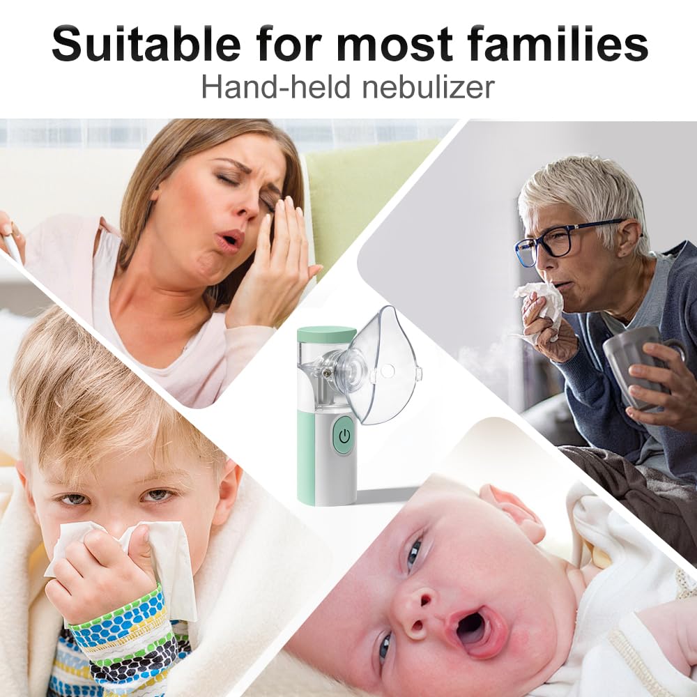 Nebulisateur Inhalateur Pour Enfants, Nebulisateur Portable Rechargeable pour Adultes et Enfants, Inhalateur Silencieux pour Enfants avec 2 Masques et Embout Buccal, pour Usage Domestique et en Voyage