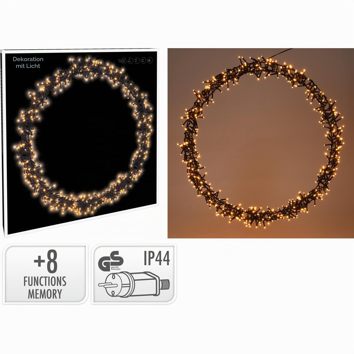 XXL Türkranz 500 LED Tischdekoration Wanddekoration LED Kranz Ø58cm IP44 Außen und Innen