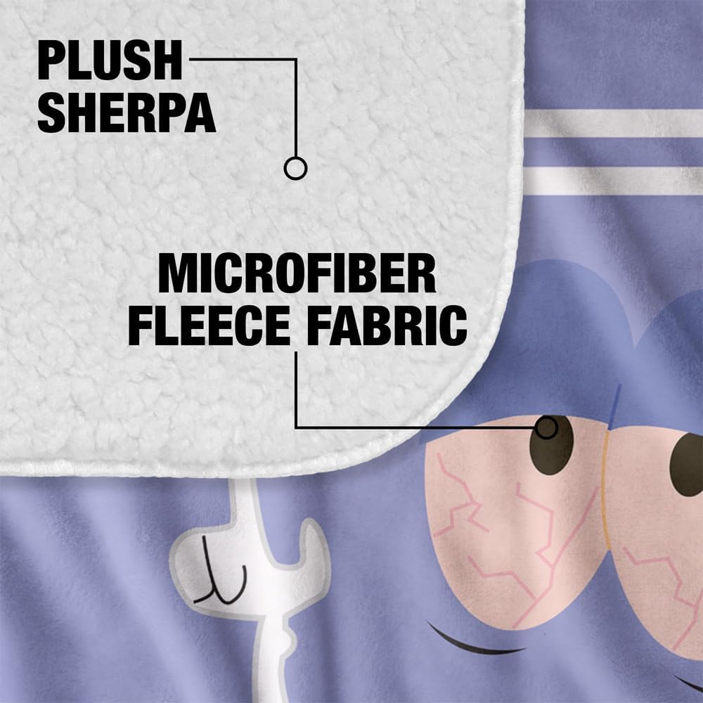 South Park Blanket, 60"x80", Towelie Silky Touch Sherpa Back Super Soft Throw Blanket
