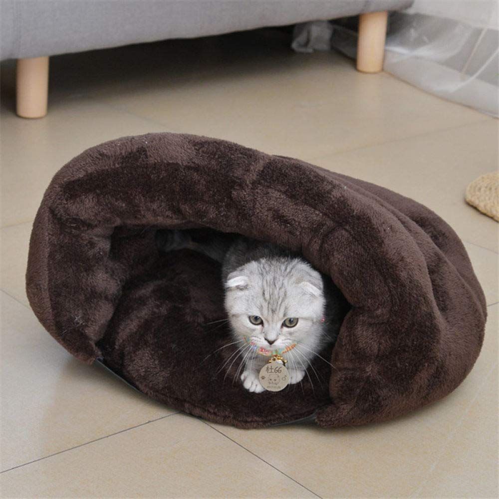 Lit pour chat avec coussin peluche doux et cave hideout relaxante