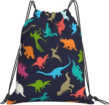 Dinosaurs Drawstring Backpack Bag Cute Dino Sport Gym Sackpack Adjustable Bag for Women Men Gym Traveling