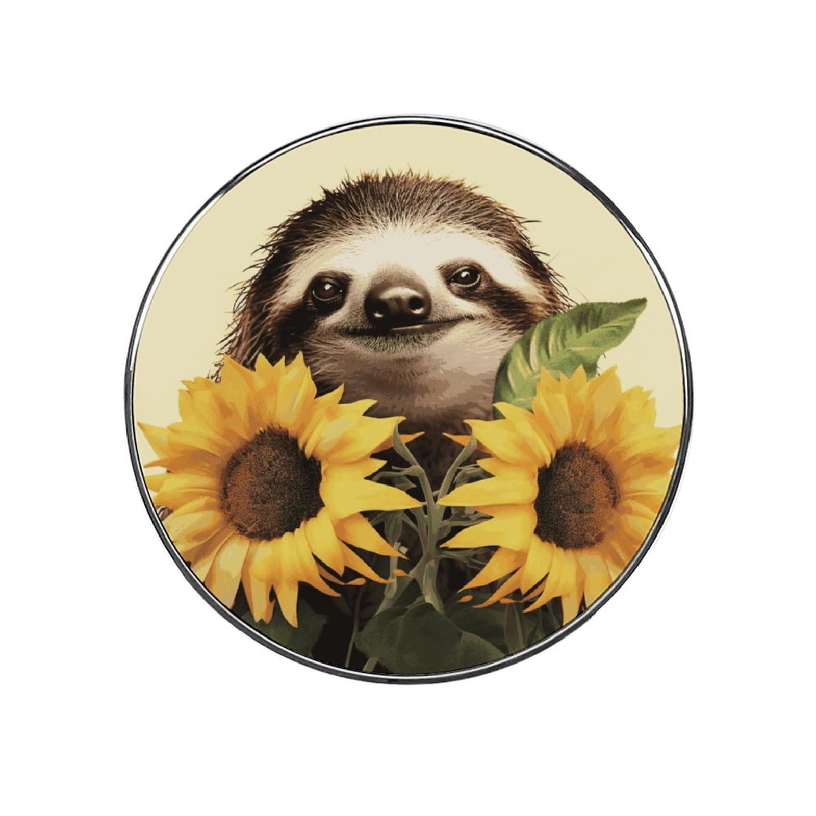 Adfgyerh Style Sloth Sunflower Refrigerator Magnets Circular Design，Stickers Home Decorations，Fridge Magnets For Fridge Plant Lovers Kitchen Office Locker Whiteboard Car Garage Decor.