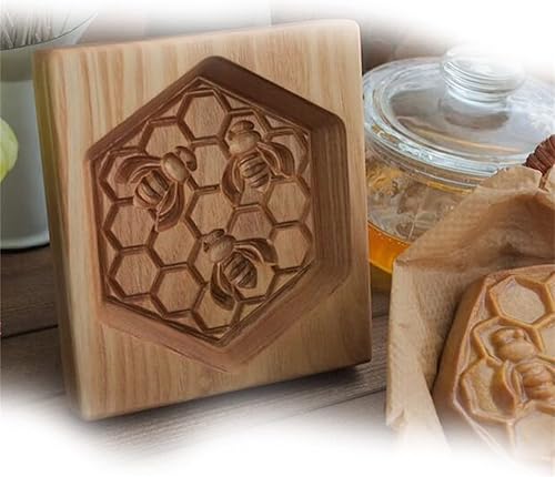 Miniatura 3 de Moldes de madera para galletas, cortador de galletas grabado en relieve con árbol de Navidad, ciervos, piñas, para hornear galletas en relieve para