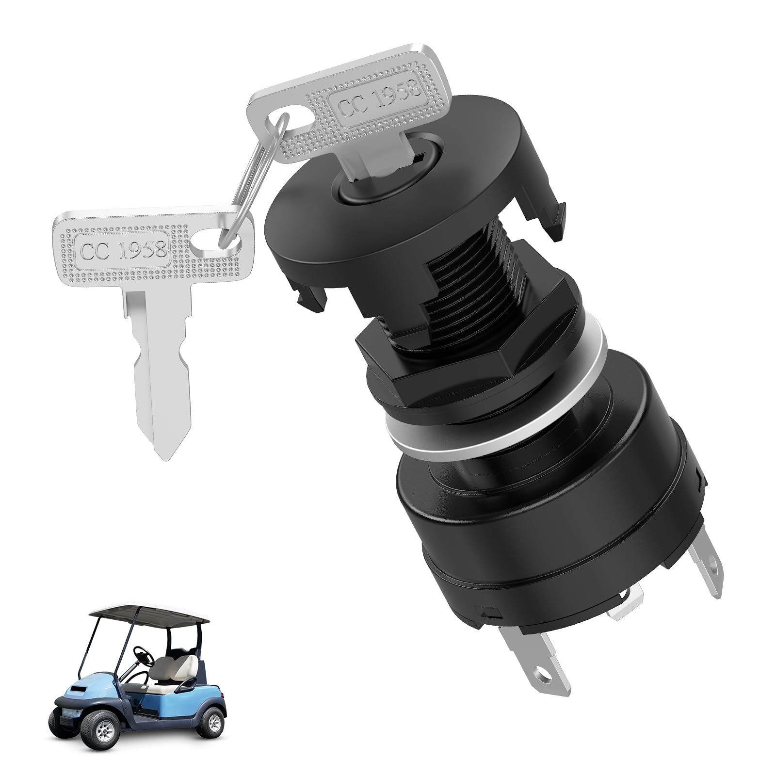 CartClan 4 Pin Club Car Precedent Ignition Key Switch, Golf Cart Ignition Key Switch Suitable for 2004-up Club Car Gas Precedent, OEM# 1025151
