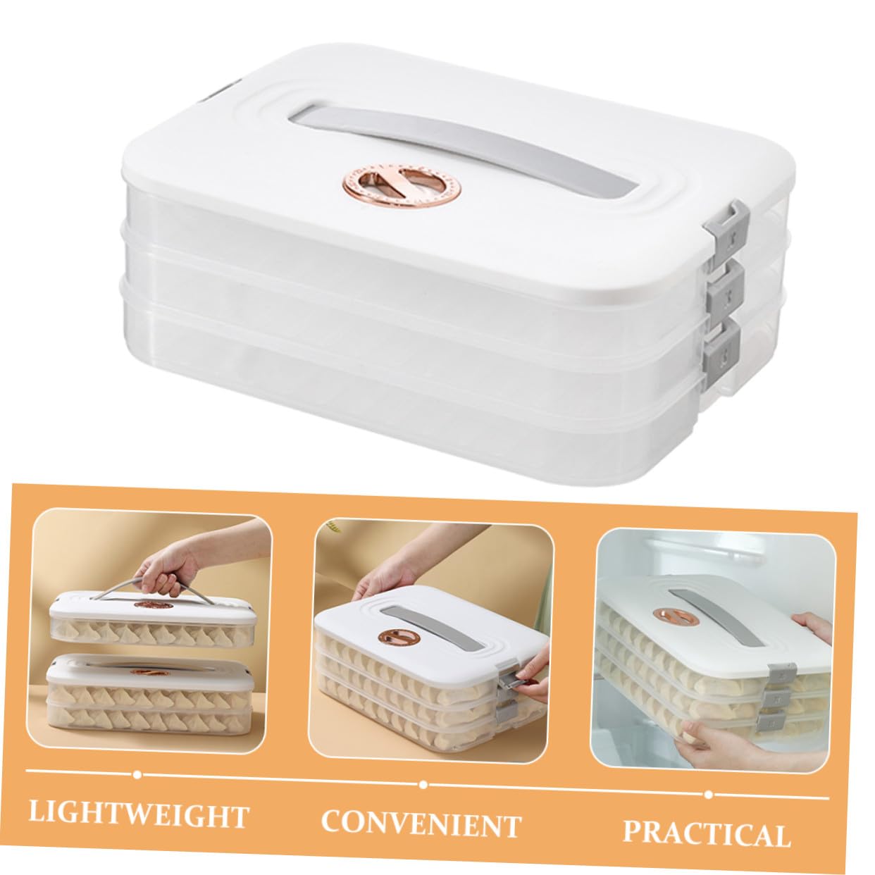 Boîte de Rangement pour Raviolis 3 Couches 28x18x12 Cm Polypropylène Pp Empilable Résistance Quotidienne Usage Réfrigérateur la Cuisine Familiale Stockage Alimentaire Pratique