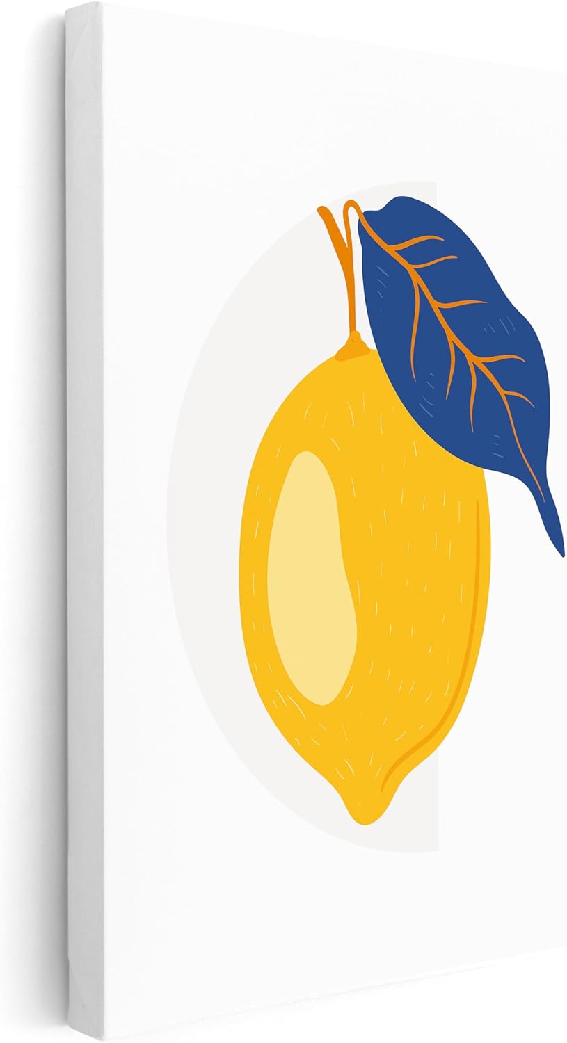 Poster Master Citrus Fruit Canvas - Lemon Print - Food & Drink Art - Modern Aesthetic Design - Trendy Art - Great Dining Room or Kitchen Wall Decor - 8x10 STRETCHED Canvas