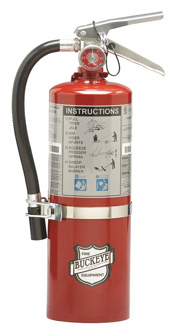 Buckeye 13514 Standard Dry Chemical Hand Held Fire Extinguisher with Aluminum Valve and Vehicle Bracket, 5.5 lbs Agent Capacity, 4-1/4" Diameter x 7-1/4" Width x 16-3/8" Height
