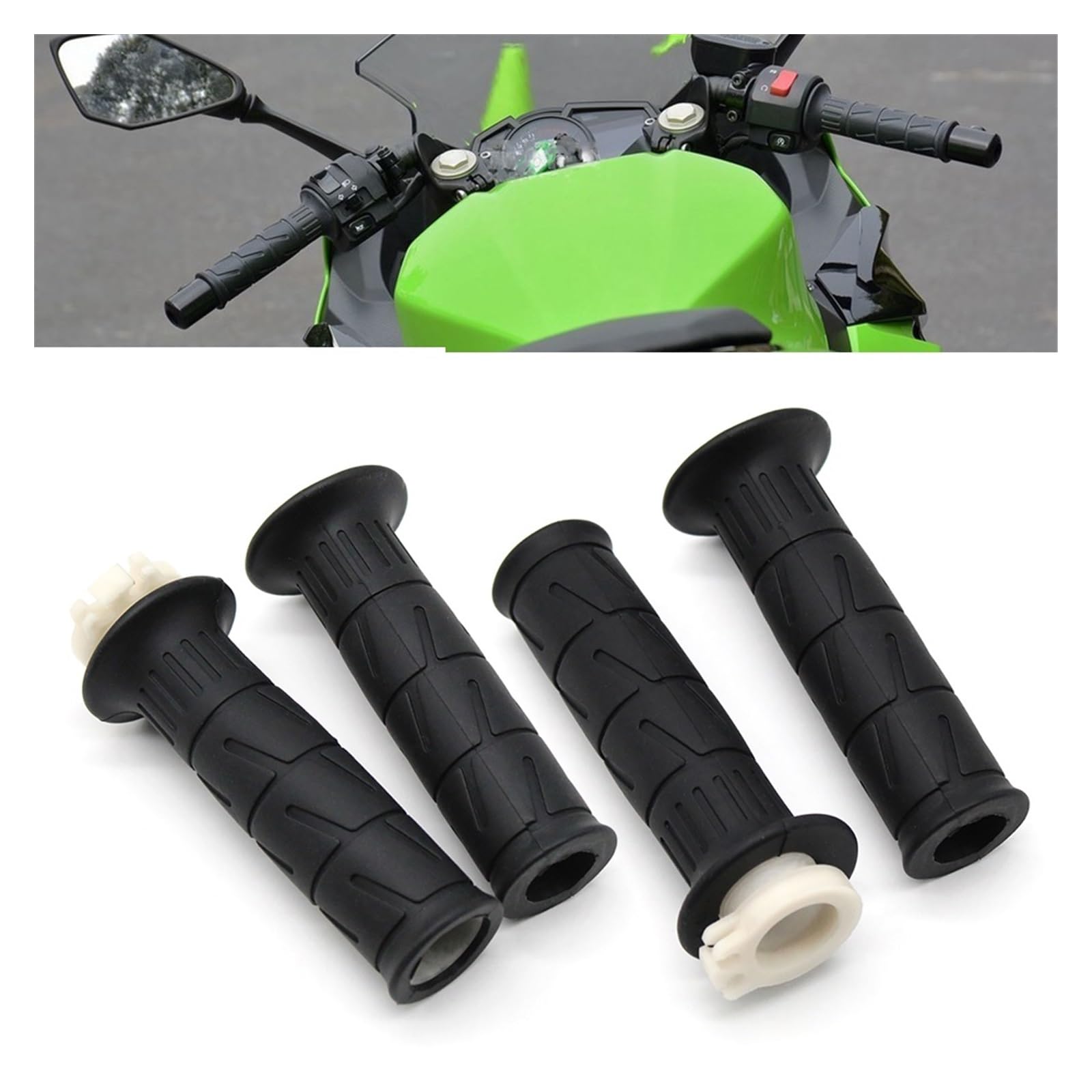 Per Kawas&aki Ni&nja 125 250R 300R 400 650R 1000 ER6R ER6F ER4N Moto Maniglia In Gomma Manopole Maniglia Colla Acceleratore Manubrio Manopole manubrio
