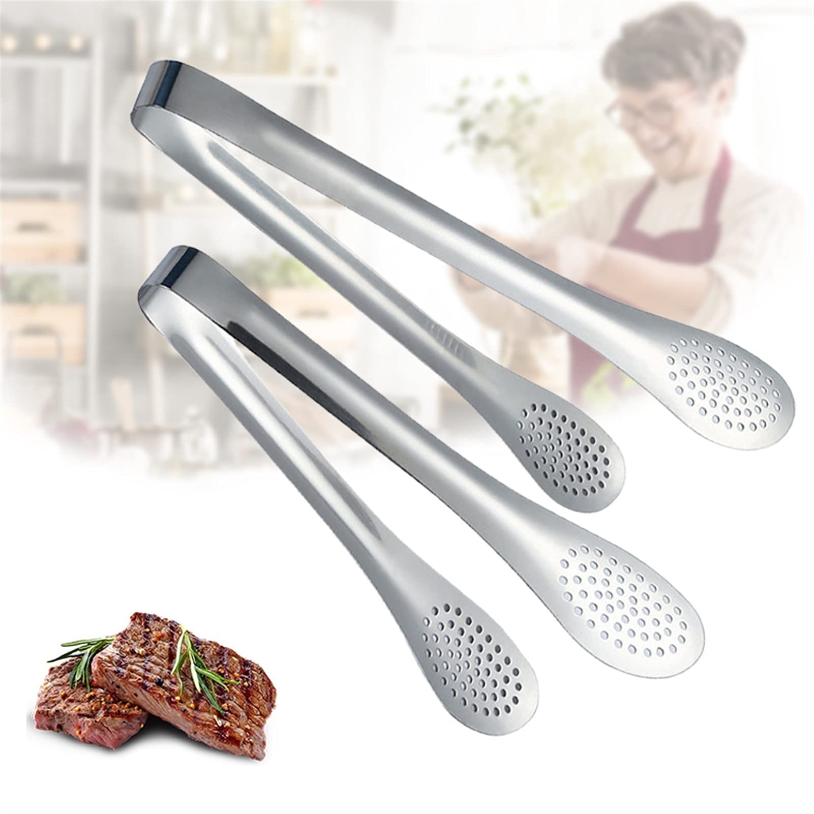 Pinzas de Cocina (1 Unidad), antiadherentes, antiescaldaduras, para Pan, Barbacoa, Carne, Accesorios para Parrilla, 1 Pieza de 5 Pulgadas (12,7 cm)