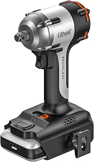 Litheli 20V Brushless Impact Wrench 1/2 inch, Max 330Ft-lbs (450N.m) High Torque Impact Gun, 2500RPM Variable Speed, 2.5Ah Battery for Car Tires, Heavy Duty Bolts & Home DIY (Charger Not Included)
