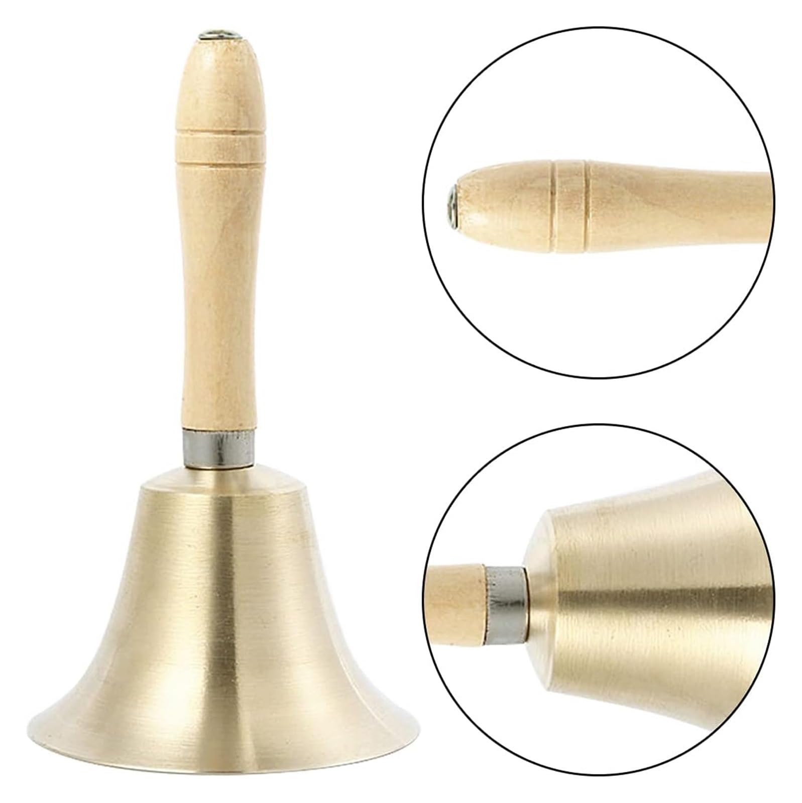 Campane artigianali, ornamenti for campanelle natalizie, campanelle artigianali, campanello for bancone della reception, campanello a mano in legno extra rumoroso in ottone massiccio for chiamate a sc