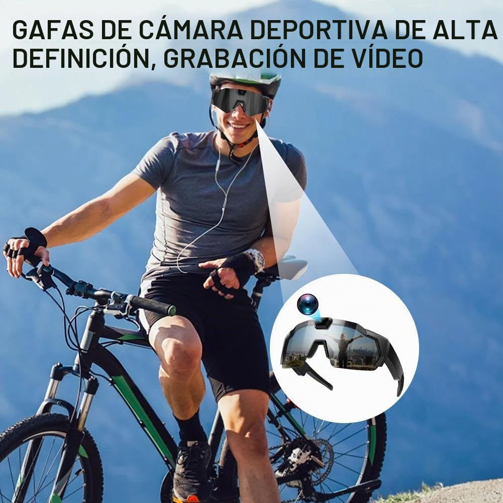 Pov Glasses 4K - Gafas de sol de béisbol con cámara, gafas de grabación de video inteligente para deportes de acción, 16/32/64/128 GB de memoria para hombres y mujeres, gafas de sol con