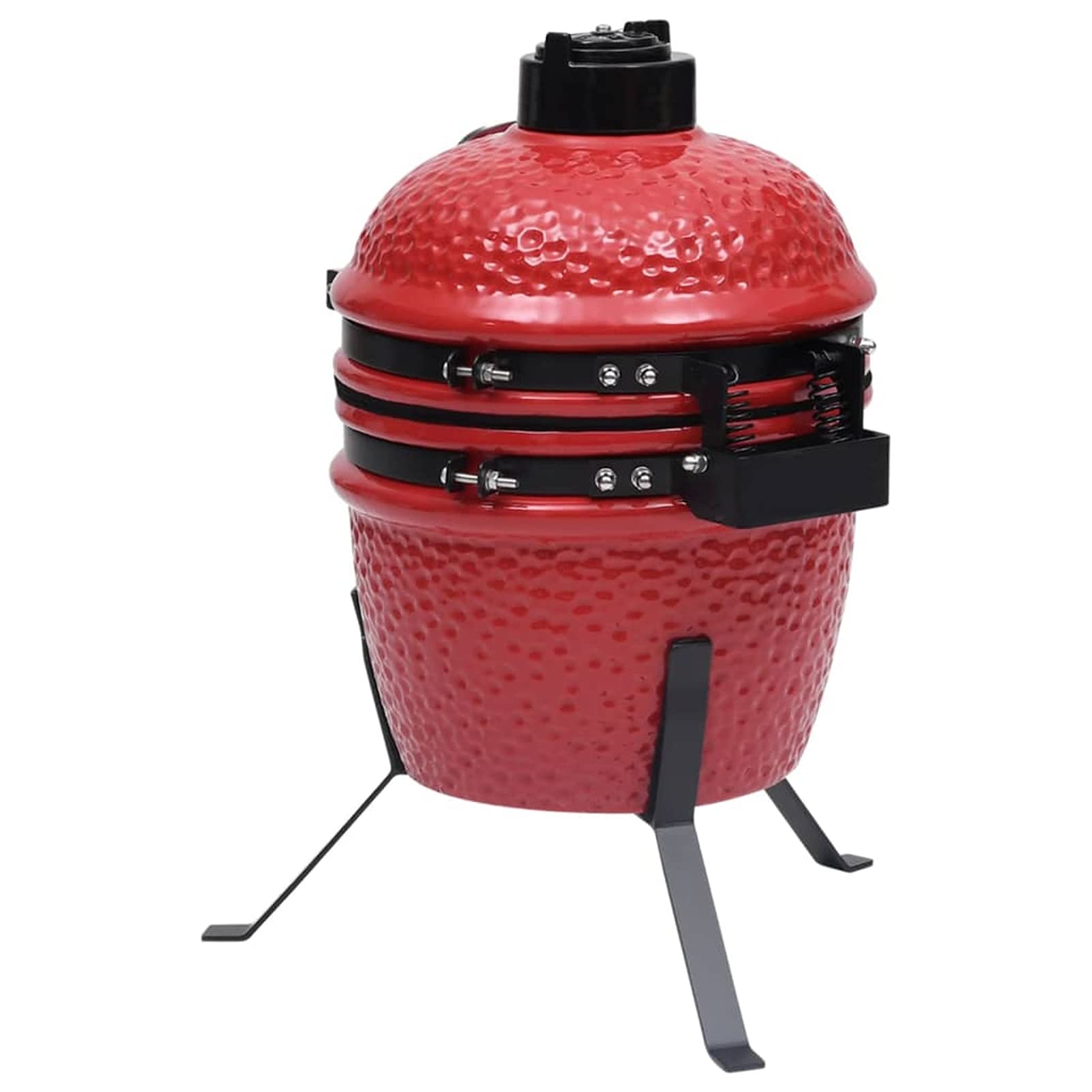 Kamado 2 w 1 ceramiczny grill wędzarniczy, grill na węgiel i drewno opałowe, przenośny grill, taras, grill, grill, grill na zewnątrz, czerwony, 56 cm