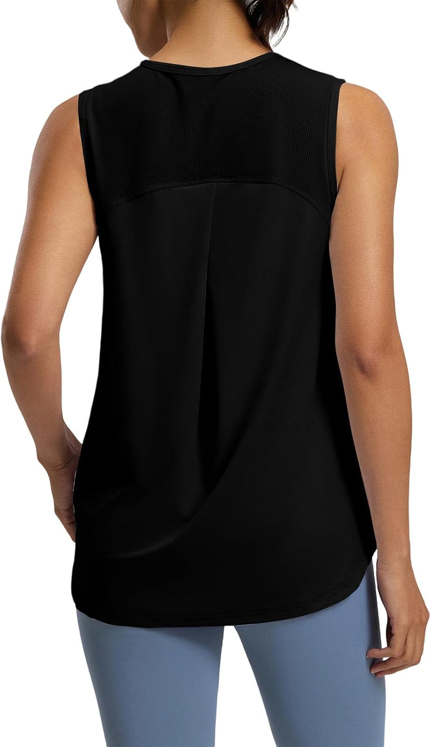 Womens Workout Tops Sleeveless Yoga Pilates Outfits Athletic Gym Running Sun Protection Shirts with Back Mesh