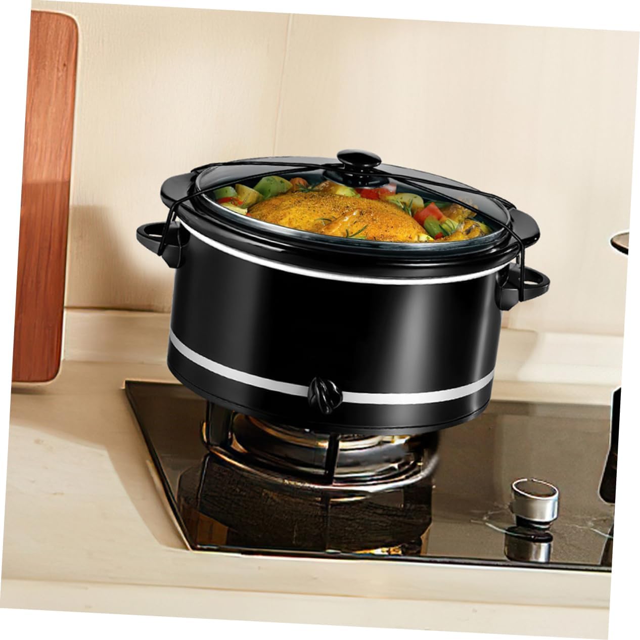4pcs Adjustable Pot Lid Holder Bands Nbr for Slow Cooker Lids