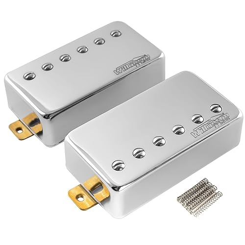 Wilkinson Vintage Tone Alnico 5 Humbucker Pickups Set for Les Paul Style Electric Guitar, Chrome