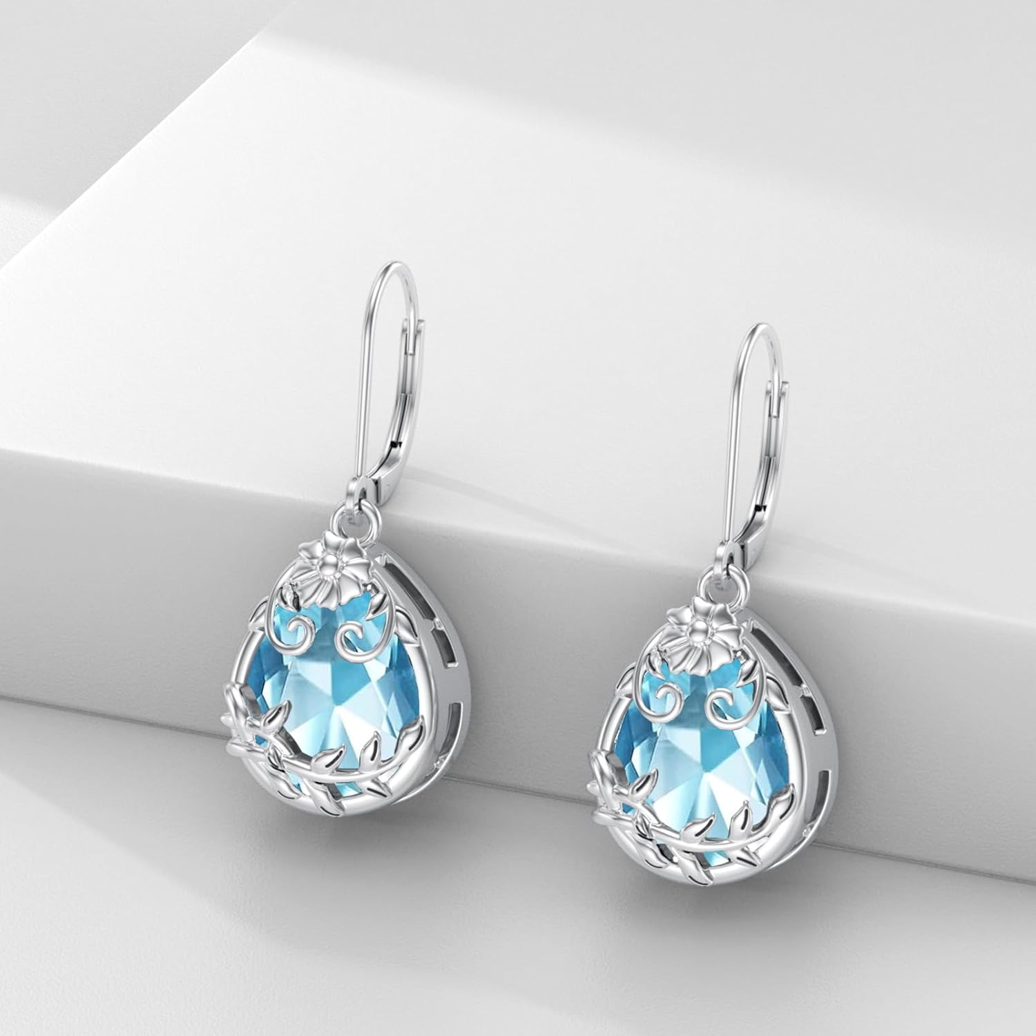 Filigree Birthstone Earrings Dangle Earrings Sterling Silver Filigree Drop Dangle Earrings Jewelry Gifts for Women Sister Friend Mom Wife