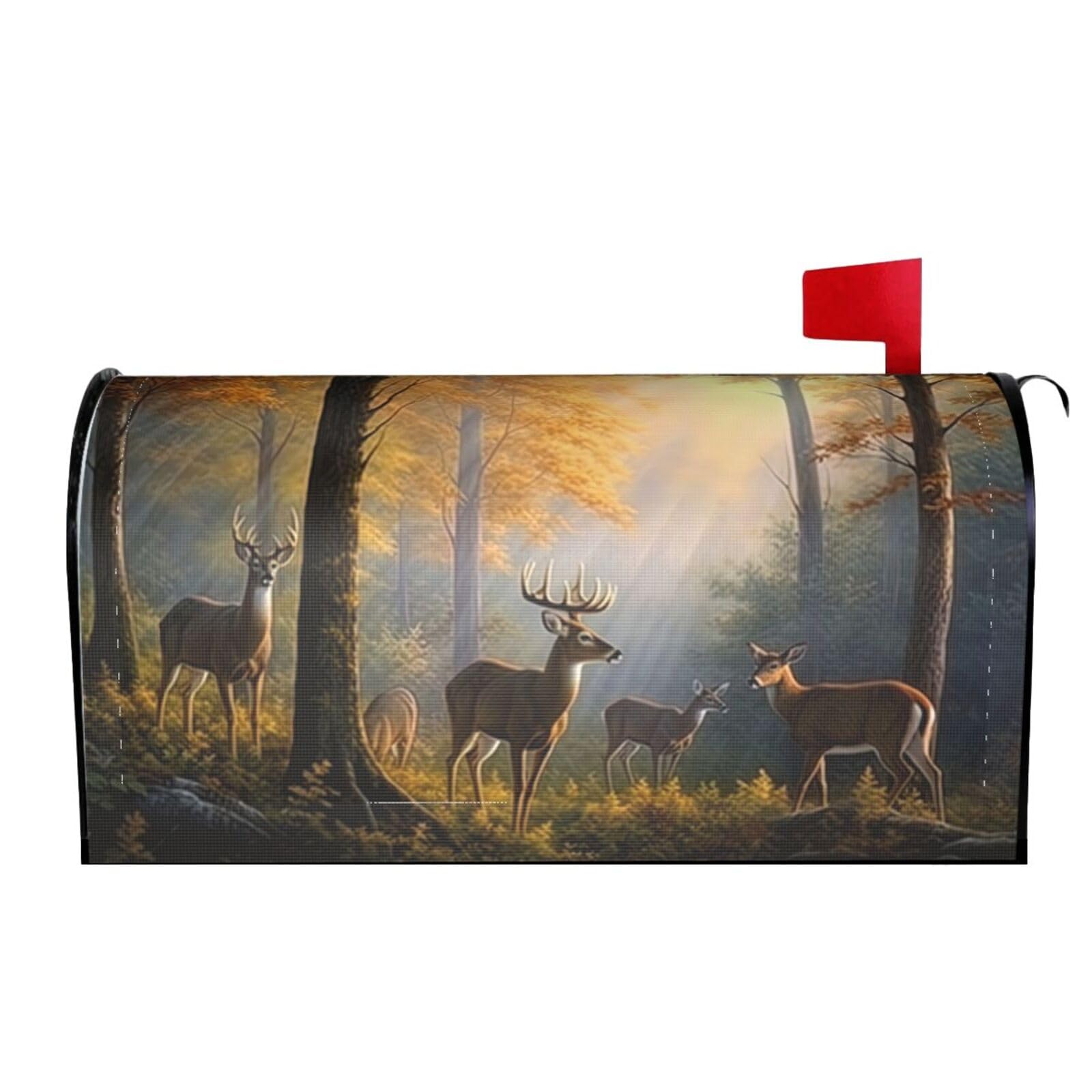 Autumn Deer Dreamy Misty s 03 Mailbox Covers Magnetic Wraps Post Letter Box Cover Garden Home Decor