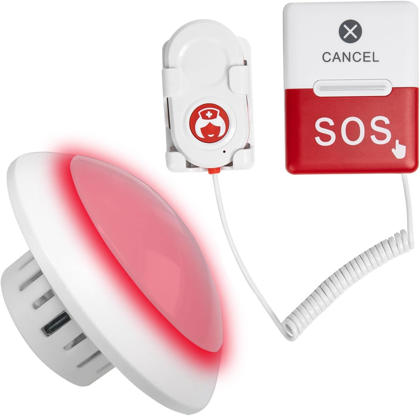 Disabled Toilet Alarm Bathroom Emergency Call System 1 SOS Safety Alert Button 1 Corridor Light Pager for Elderly / Patient / Senior / Handicap / Caregiver / Nursing Home