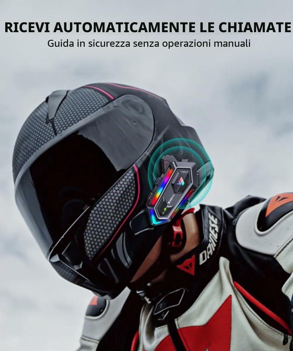 NXPGKEA Motorcycle Helmet Speakers, Waterproof Motorbike Helmet Intercom Communication System Bluetooth Headset Helmet Headphone Hi-Fi/IPX6 All Helmet 1000mAh 300m Music Sharing GPS with Soft Mic RGB