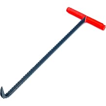 18 Inch 45cm Manhole Cover Hook Tool, T-Handle Sewer Lid Lifter, Heavy Duty 14mm Ribbed Steel Hook for Septic Tank Covers, Drain Grates, Utility Lids, Storm Drain Covers and Garage Use