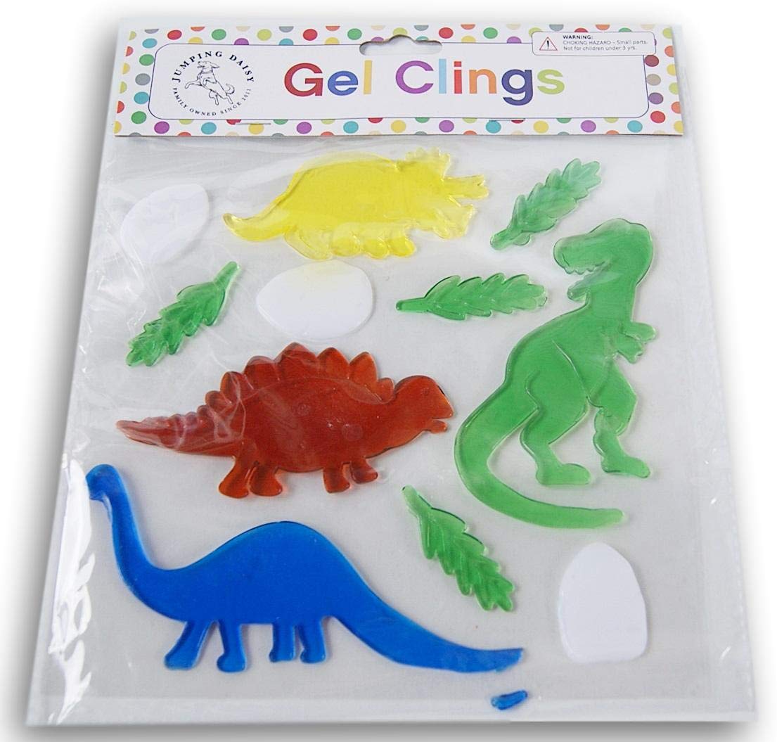 Dinosaurs Window Gel Clings - Dino Friends(T-Rex, Brontosaurus, Triceratops, Stegosaurus, Eggs)