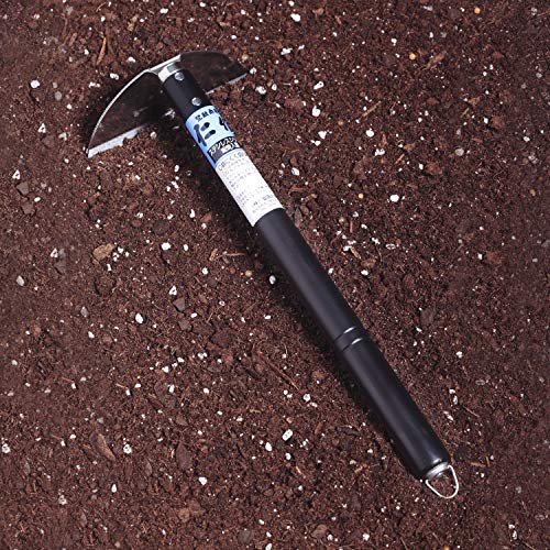 Nisaku NJP110 Handheld Draw Hoe, Authentic Tomita (Est. 1960) Japanese Stainless Steel, 4.25" Blade, Polished Wood Handle