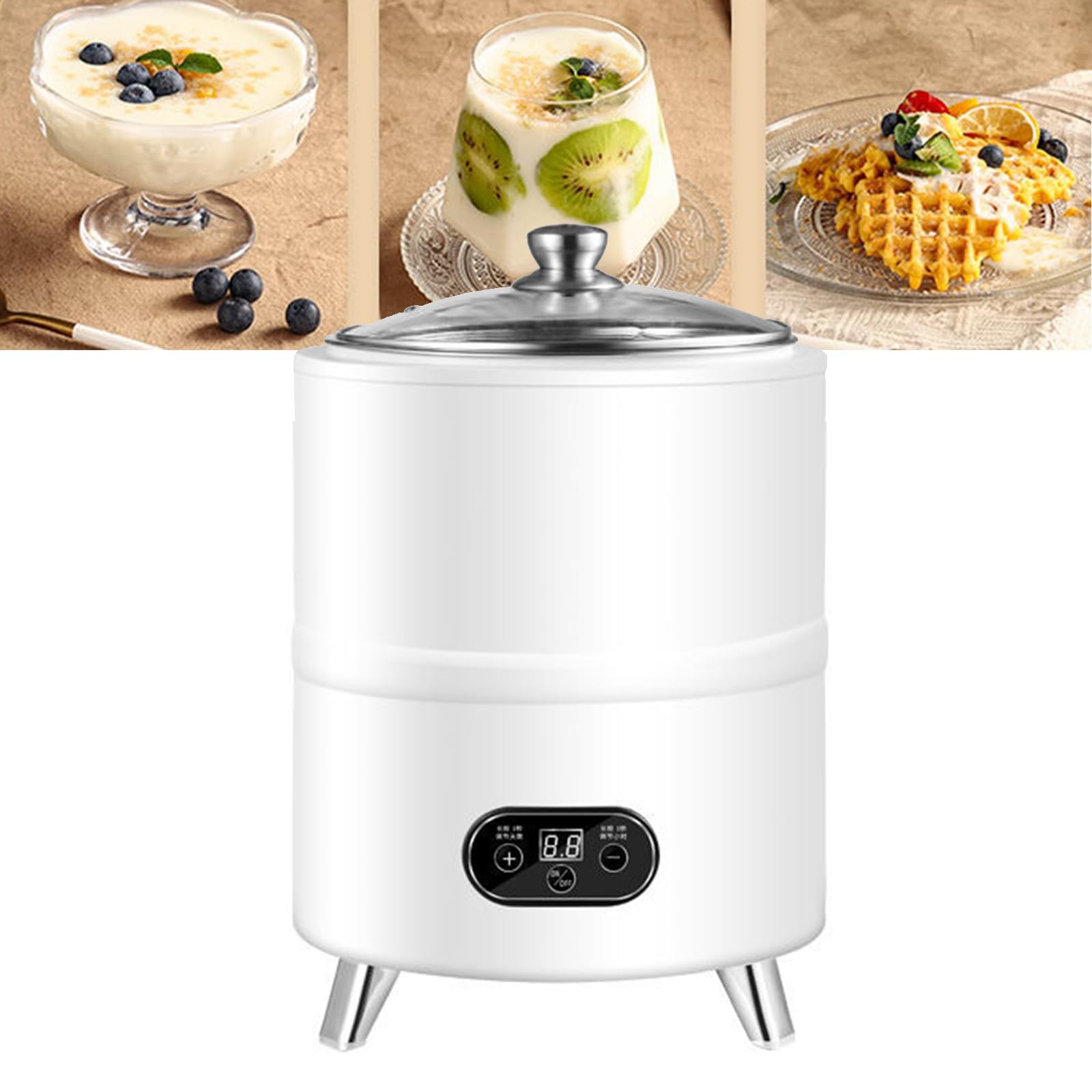 YXZYFPP Yogurt Machine, 8L Stainless Steel Greek Yogurt Maker with Timing & Temperature Control for Homemade Yogurt and Fermentation (White 12L)
