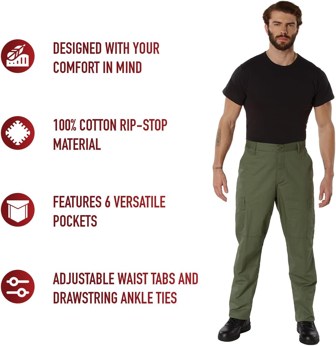 Rothco Rip-Stop BDU Cargo Pants - Durable and Versatile Outdoor Utility Wear