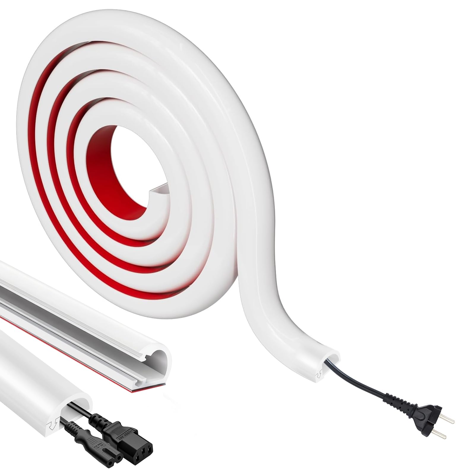 Wall Cord Hider 78 Inch, Self Adhesive Wire Cable Hider Cord Cover for 2 Cords, Flexible Silicone Cable Concealer for Extension Cord Management W0.6in H0.4in White