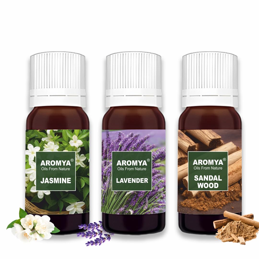 Aromya - oils from nature Aroma Diffuser Oil, Candle Burner & Electric Diffuser for Home Fragrance (Lavender, Jasmine, and Sandalwood)