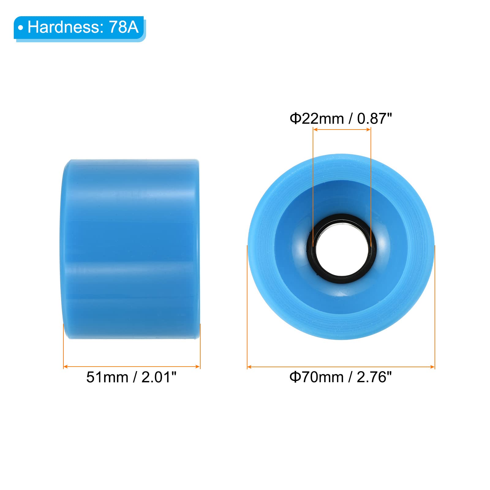PATIKIL Roue de longboard souple 78A Roues Cruiser Roues de rue pour skateboards Skateboard Roue de rechange PU