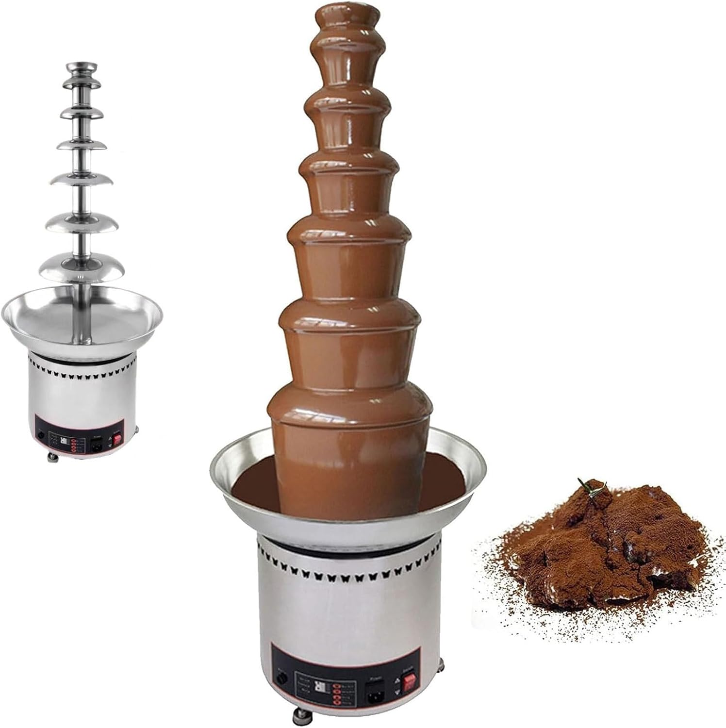 300W Chocolate Fountain Machine, 6 Tier/7 Tier Stainless Steel Electric Fondue Chocolate Fountain Machine, 30-150℃ Temperature Control, for Party, Banquet, Birthday