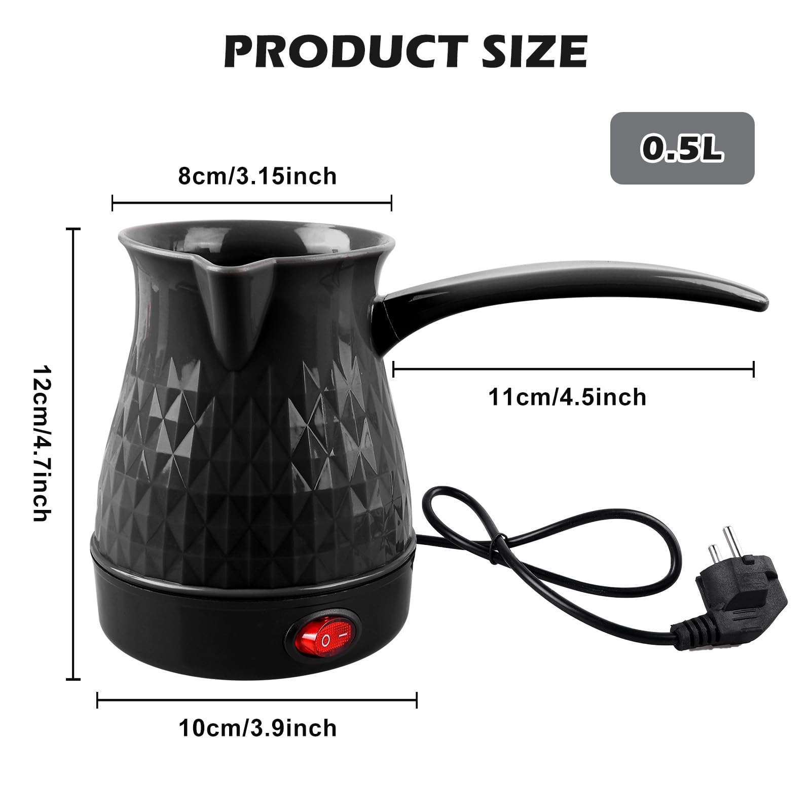 BORDEAG Caffettiera elettrica da 500 ml, macchina da caffè turco, 600 W, 220 V, a induzione, caffettiera turca, per la casa, caffettiera turca