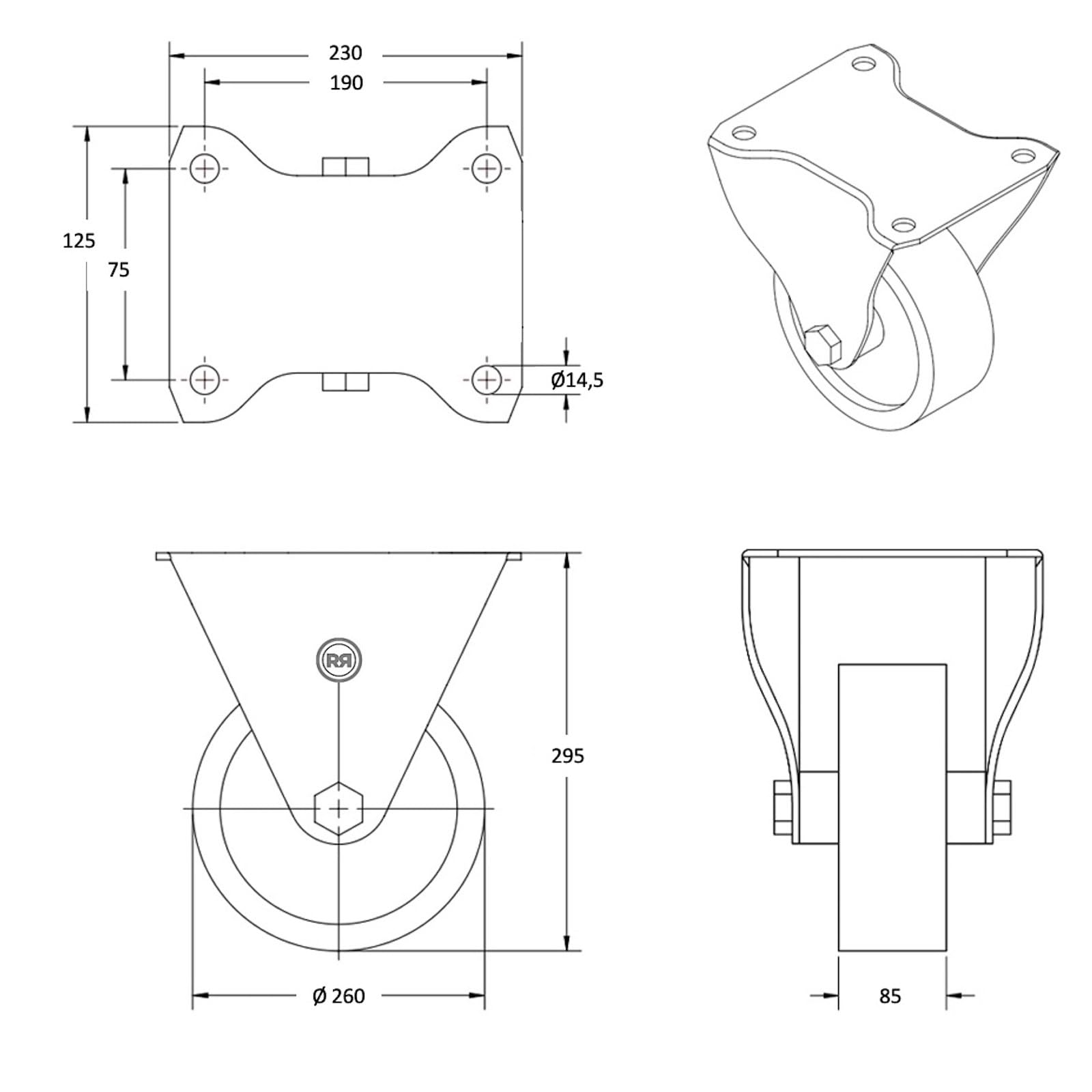 Lot de 4 roulettes pivotantes et fixes pneu gonflable 3.00-4 - 405 Kg