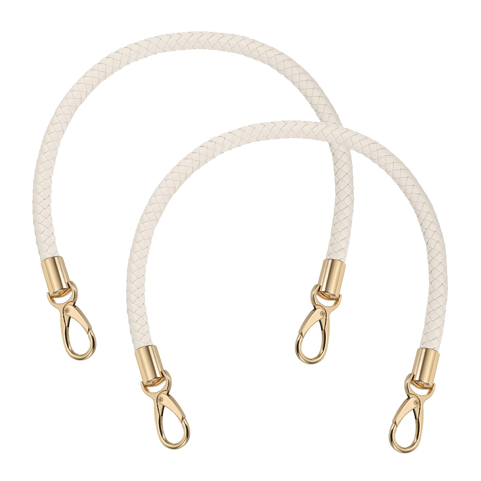 sourcing map 2 Pcs Braided Purse Strap, 21.6 Inch PU Leather Purse Strap Handle Replacement for Handbag Tote Underarm Bag Making (Beige) — image 1