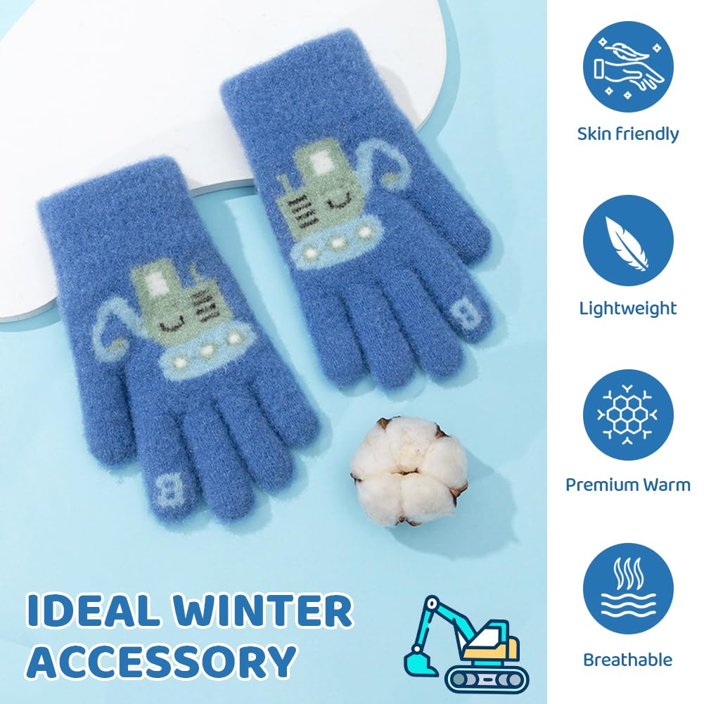 Gants Hiver Enfant 3 Paires Mitaines Tricot Extensibles Colorés Chauds 4-10 Ans Garçons