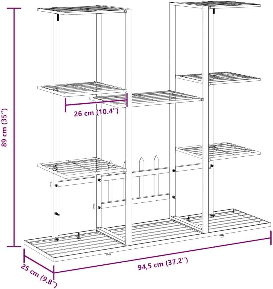 vidaXL Flower Stand White Powder-coated iron Tall Decorative Inlays