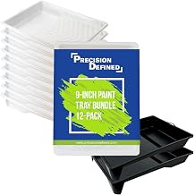 Precision Defined Paint Trays, Paint Roller Trays Liner, Plastic Paint Pan for Roller Brushes, Painting Tray for Painting with Deep Paint Pocket Paint Tray & Liner 12-Pack, 9-inch 23 cm