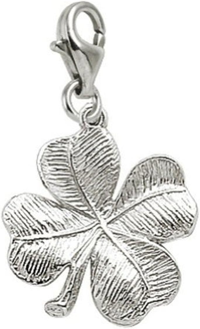 4 Leaf Clover Charm with Lobster Claw Clasp, Charms for Bracelets and Necklaces